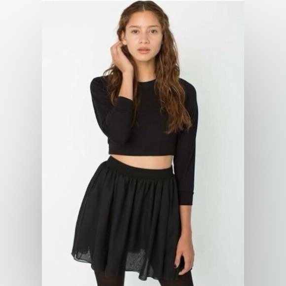 American Apparel Chiffon Circle Skirt Black - Picture 8 of 8